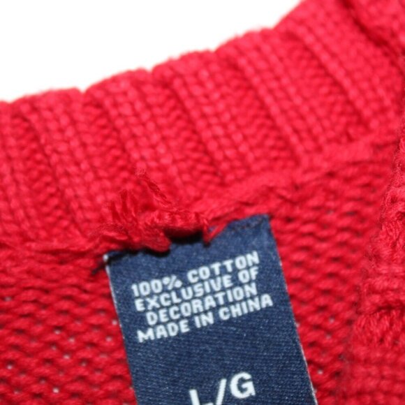 Men's Chaps Red Heavy Cotton Sweater Size Large - Picture 4 of 5